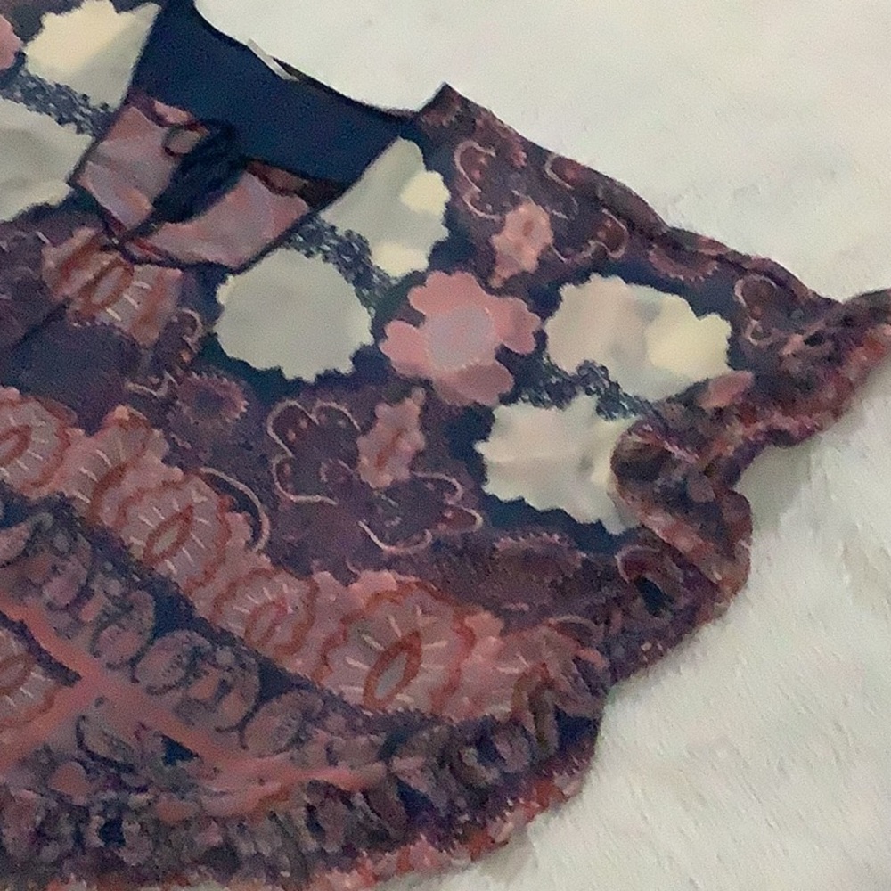 Free people boho paisley sheer summer festival ruffle dress size small - Picture 2 of 10